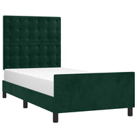 Giroletto senza Materasso-Struttura Letto Verde Scuro 90x190 cm in Velluto 327447