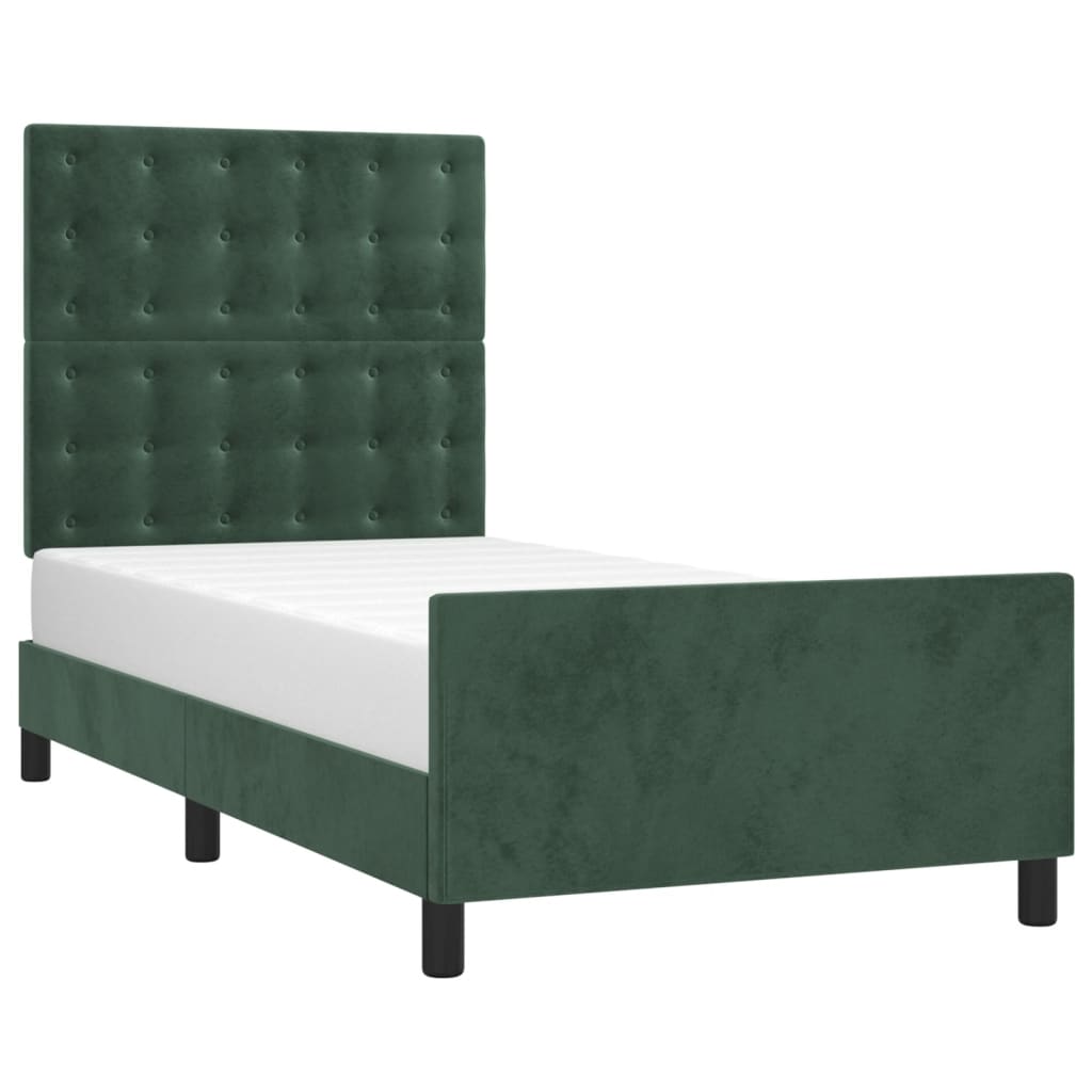 Giroletto senza Materasso-Struttura Letto Verde Scuro 90x200 cm in Velluto 967755