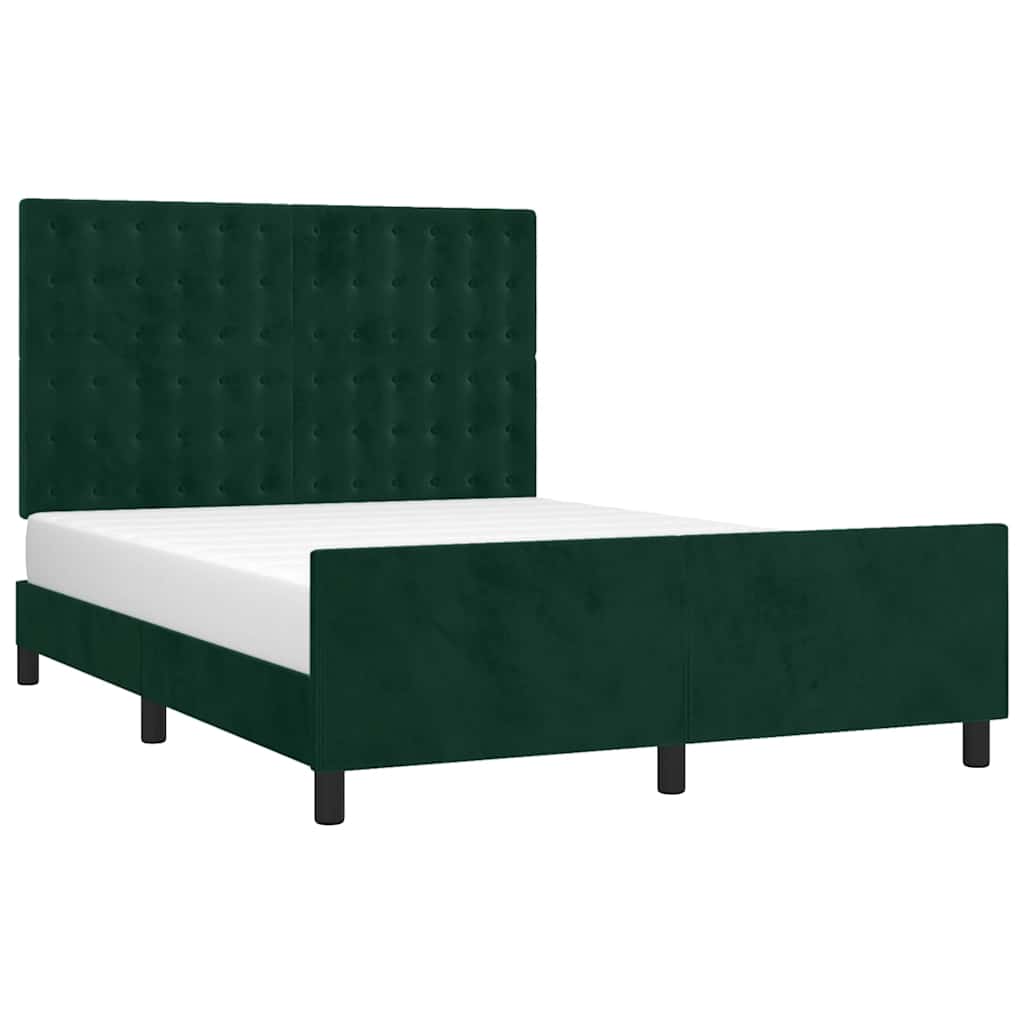 Giroletto senza Materasso-Struttura Letto Verde Scuro 140x190 cm in Velluto 295815