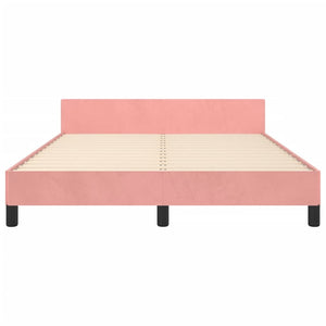 Giroletto con Testiera-Letto con Testiera Rosa 140x190 cm in Velluto 659950