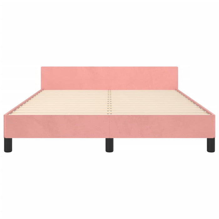 Giroletto con Testiera-Letto con Testiera Rosa 140x190 cm in Velluto 659950