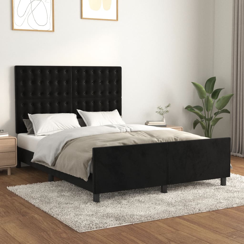 Giroletto senza Materasso-Struttura Letto Nero 140x200 cm in Velluto 471052