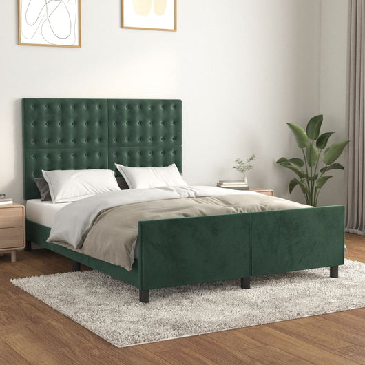 Giroletto senza Materasso-Struttura Letto Verde Scuro 140x200 cm in Velluto 280777