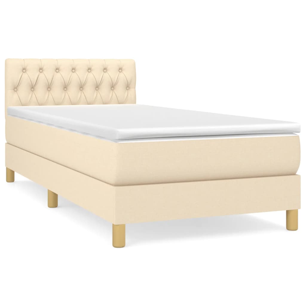 Giroletto a Molle con Materasso-Struttura Letto con Materasso Crema 90x190 cm in Tessuto 424167