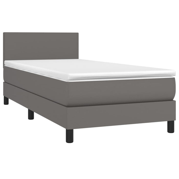 Giroletto a Molle con Materasso-Struttura Letto Grigio 100x200 cm in Similpelle 606964