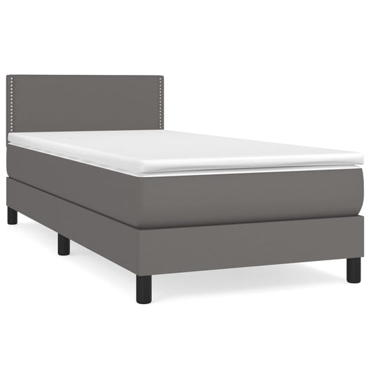 Giroletto a Molle con Materasso-Struttura Letto Grigio 100x200 cm in Similpelle 722955