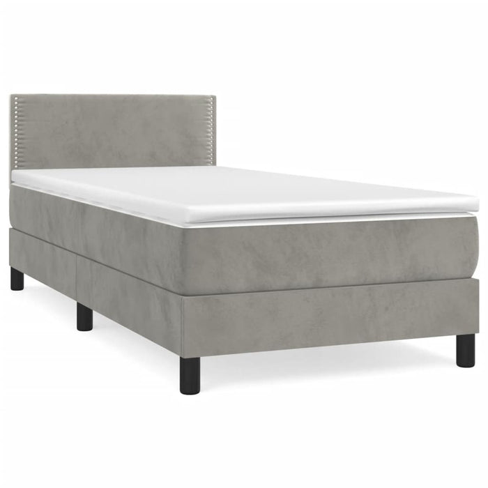 Giroletto a Molle con Materasso-Struttura Letto con Materasso Grigio Chiaro 100x200cm Velluto 247443