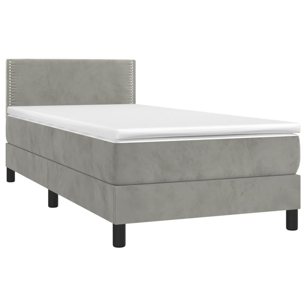 Giroletto a Molle con Materasso-Struttura Letto con Materasso Grigio Chiaro 100x200cm Velluto 247443