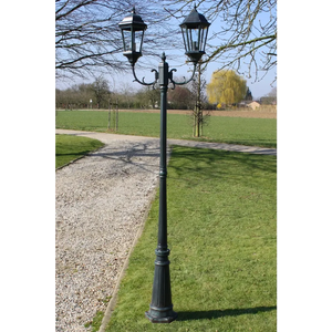 Lampione da Giardino 2 Bracci 230 cm Verde Scuro/Nero Alluminiocod mxl 97451
