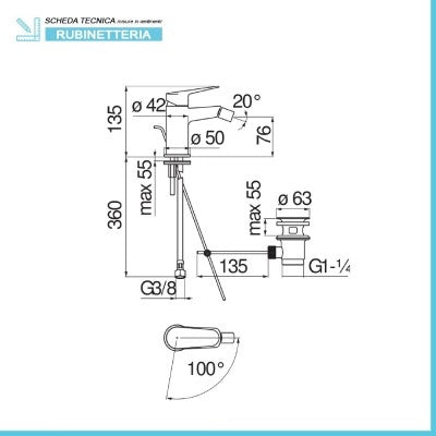 Miscelatore bidet Nobili Blues cromato a risparmio idrico