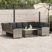 Divano da Giardino con Cuscini in Polyrattan Grigio Chiaro
