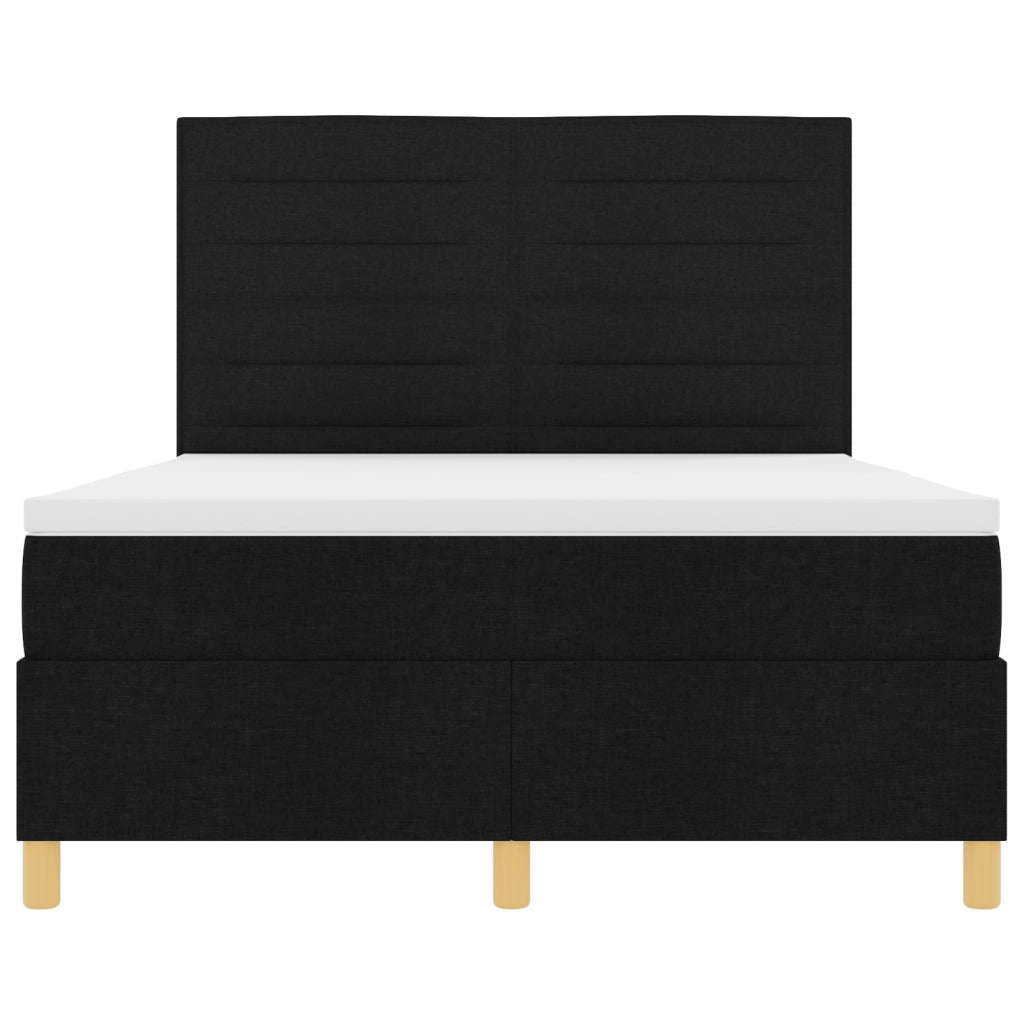 Letto con Box Spring e Materasso & LED Nero 140x190 cm Tessuto