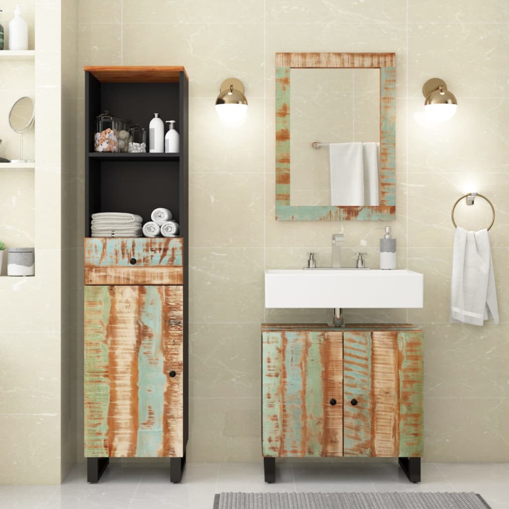 Set Mobili da Bagno 3 pz in Legno Massello di Recuperocod mxl 102129