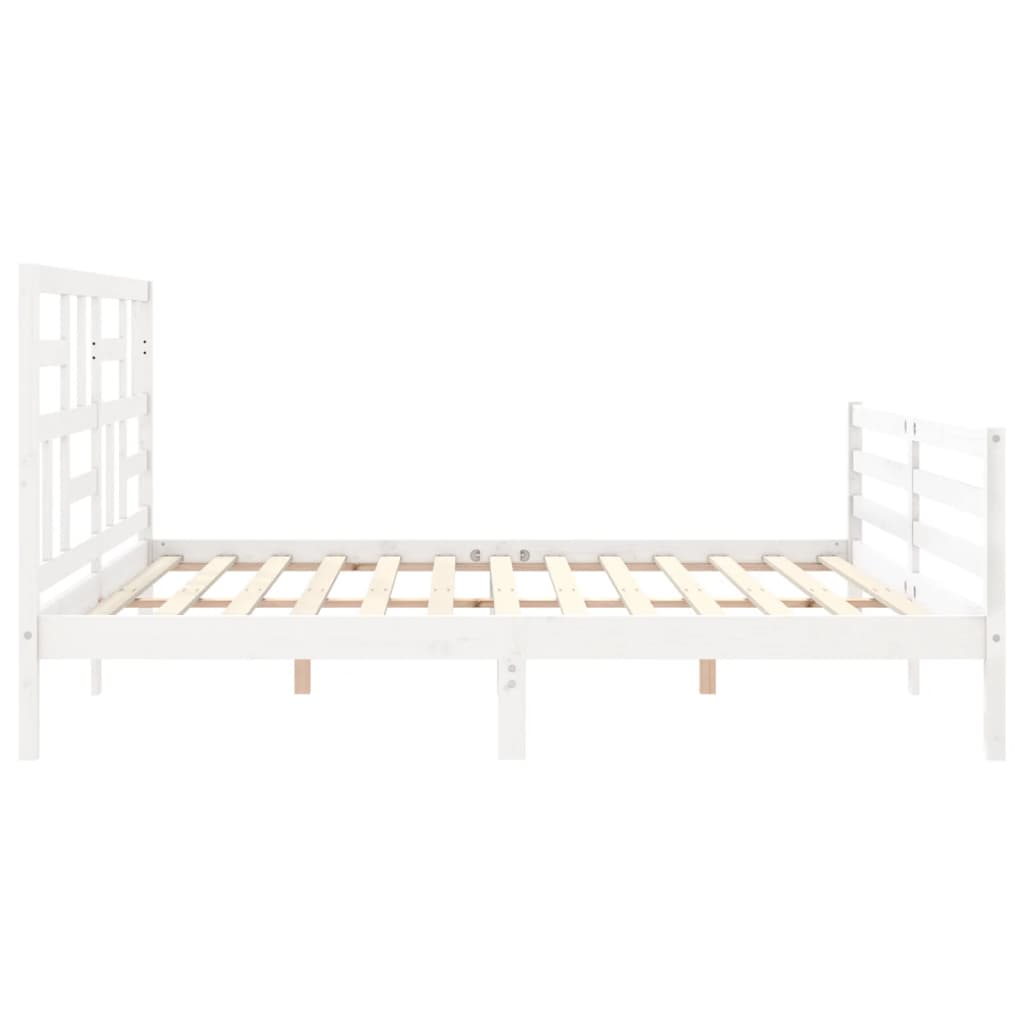 Giroletto Testiera Bianco Super King Size-Struttura Letto in Legno Massello 964803
