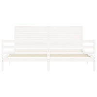 Giroletto con Testiera Bianco 200x200 cm in Legno Massello 3195047