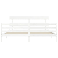 Giroletto Testiera Bianco Super King Size-Struttura Letto in Legno Massello 929947