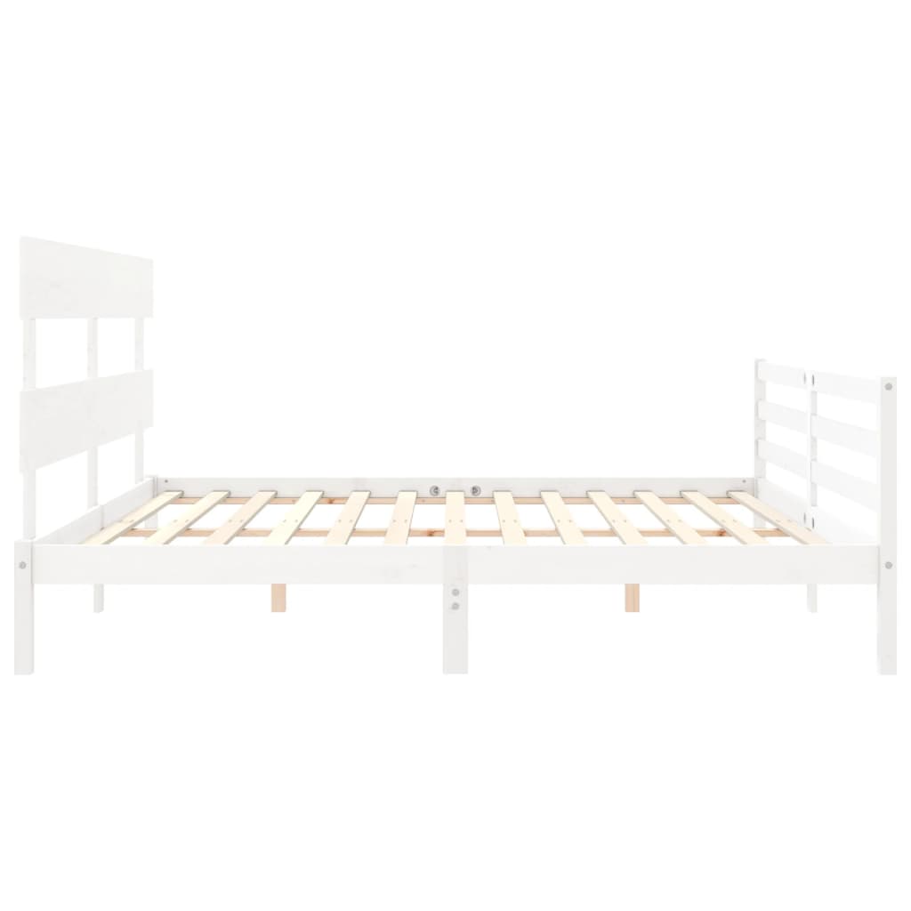 Giroletto Testiera Bianco Super King Size-Struttura Letto in Legno Massello 929947