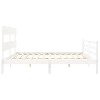 Giroletto Testiera Bianco Super King Size-Struttura Letto in Legno Massello 929947