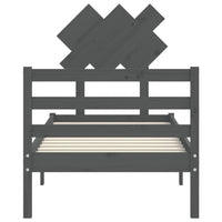 Giroletto con Testiera Grigio 90x200 cm in Legno Massello 3195273