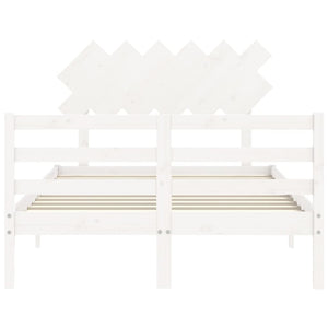 Giroletto con Testiera Bianco 120x200 cm in Legno Massello 3195282