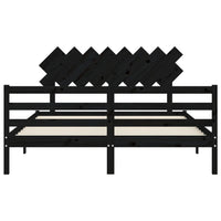 Giroletto con Testiera Nero 160x200 cm Legno Massello 3195300