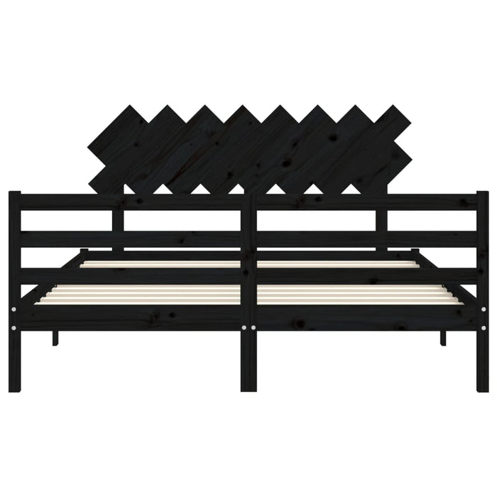 Giroletto con Testiera Nero 160x200 cm Legno Massello 3195300