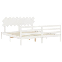 Giroletto Testiera Bianco Super King Size-Struttura Letto in Legno Massello 116120