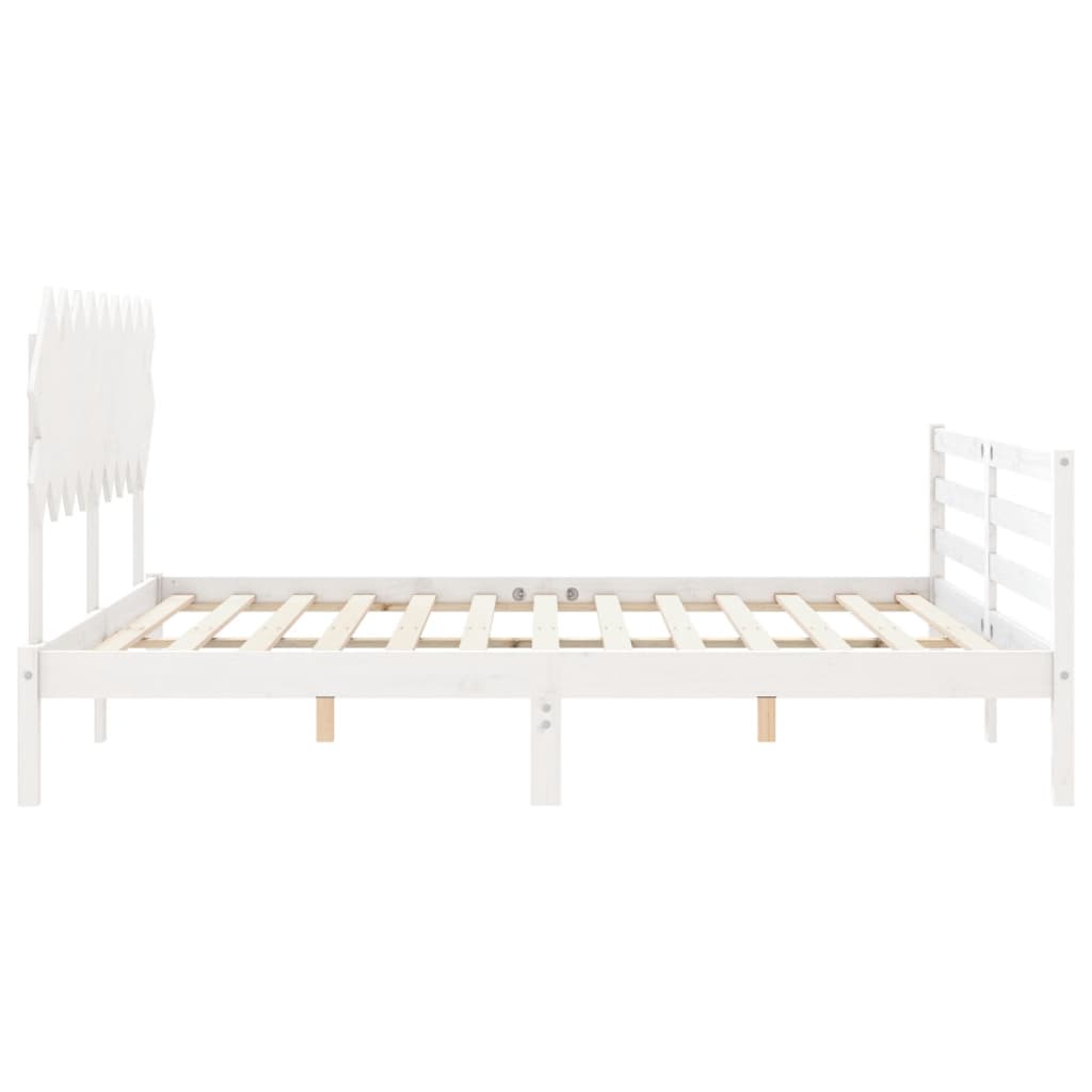 Giroletto Testiera Bianco Super King Size-Struttura Letto in Legno Massello 116120