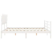 Giroletto Testiera Bianco Super King Size-Struttura Letto in Legno Massello 116120