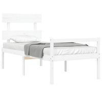 Letto per Anziani con Testiera Bianco Single in Legno Massello 3195317