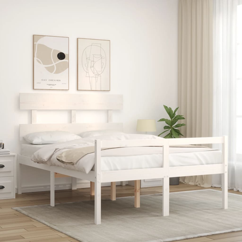 Letto per Anziani Bianco Testiera Small Double Legno Massello 3195322