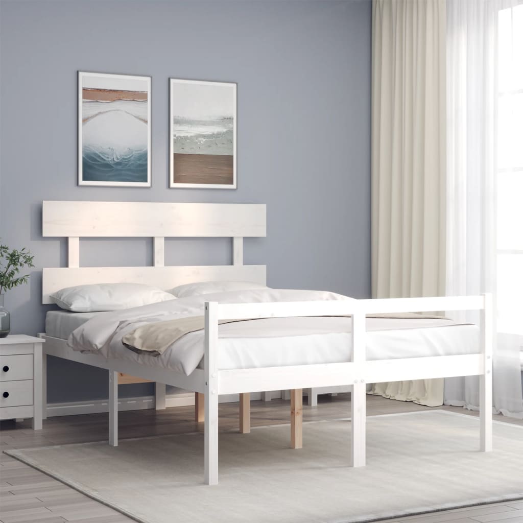 Letto per Anziani Bianco Testiera Small Double Legno Massello 3195322