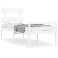 Letto per Anziani con Testiera Bianco 90x200 cm Legno Massello 3195337