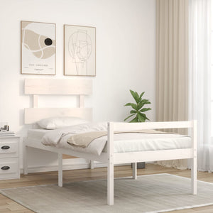 vidaXL Letto per Anziani con Testiera Bianco 90x200 cm Legno Massello