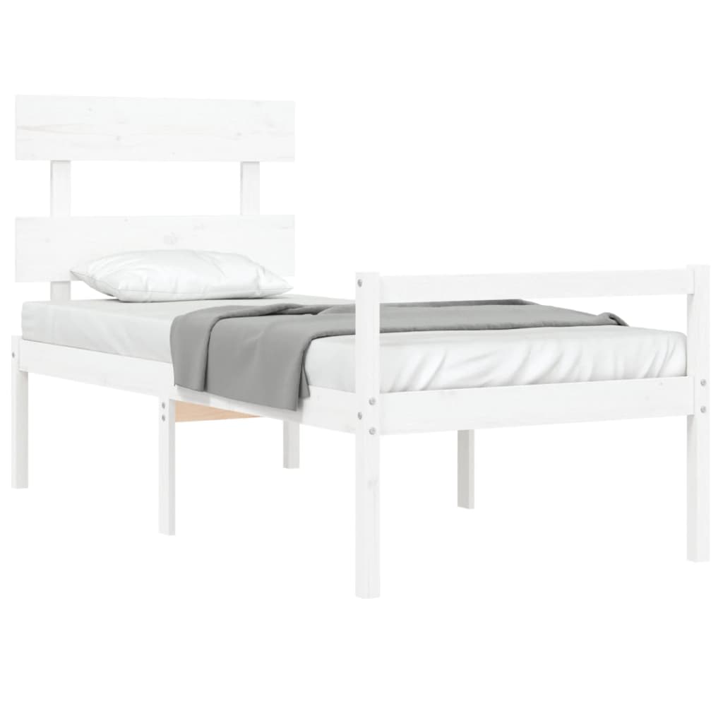 Letto per Anziani con Testiera Bianco 90x200 cm Legno Massello 3195337