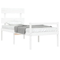 Letto per Anziani con Testiera Bianco 90x200 cm Legno Massello 3195337