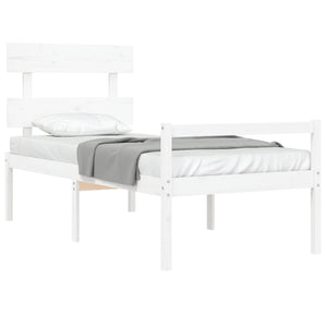 Letto per Anziani con Testiera Bianco 90x200 cm Legno Massello 3195337