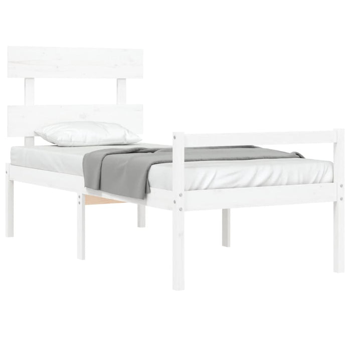 Letto per Anziani con Testiera Bianco 90x200 cm Legno Massello 3195337