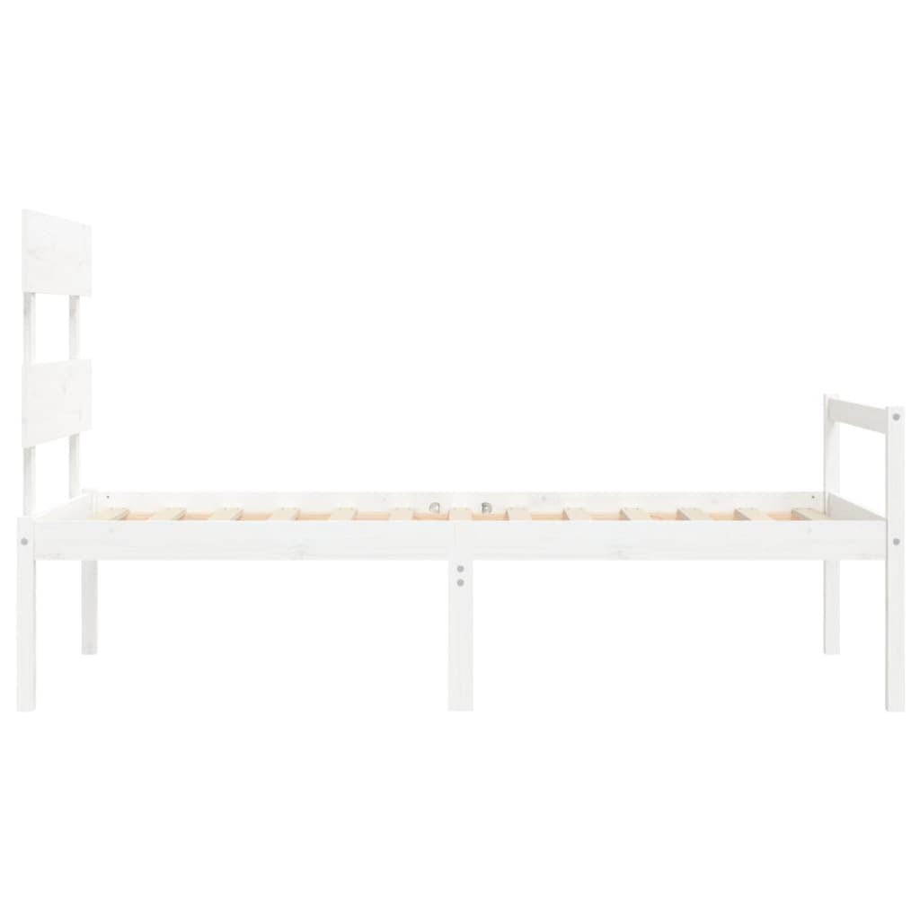 vidaXL Letto per Anziani con Testiera Bianco 90x200 cm Legno Massello