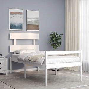 vidaXL Letto per Anziani con Testiera Bianco 90x200 cm Legno Massello