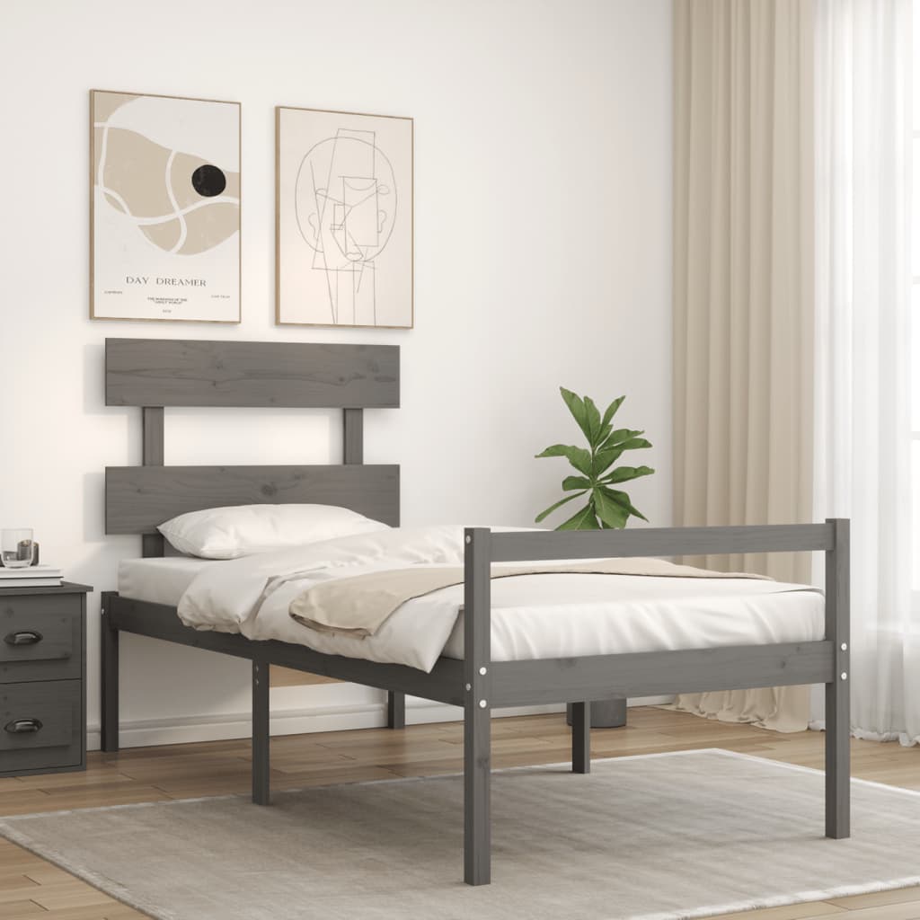 Letto per Anziani con Testiera Grigio 100x200 cm Legno Massellocod mxl 124976
