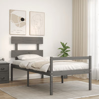 Letto per Anziani con Testiera Grigio 100x200 cm Legno Massellocod mxl 124976