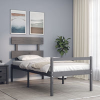 Letto per Anziani con Testiera Grigio 100x200 cm Legno Massellocod mxl 124976