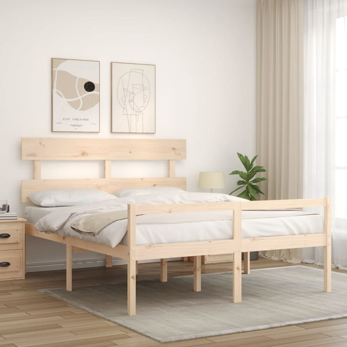 Letto per Anziani con Testiera 160x200 cm in Legno Massello 3195361