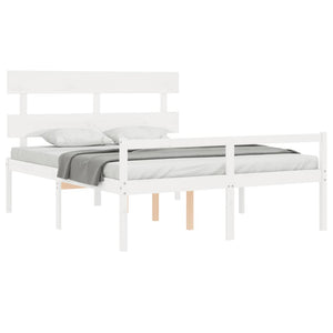 Letto per Anziani con Testiera Bianco 160x200 cm Legno Massello 3195362