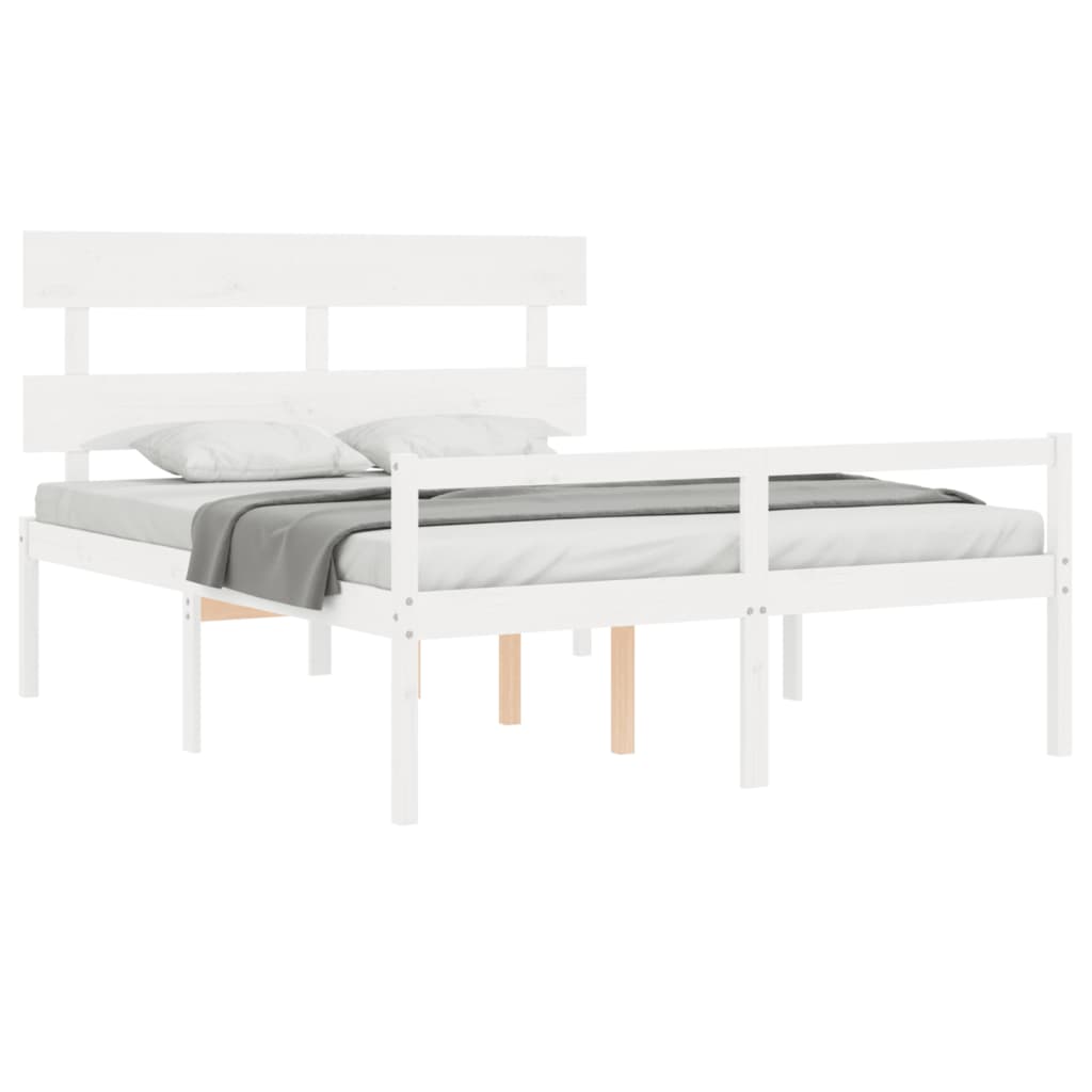 Letto per Anziani con Testiera Bianco 160x200 cm Legno Massello 3195362