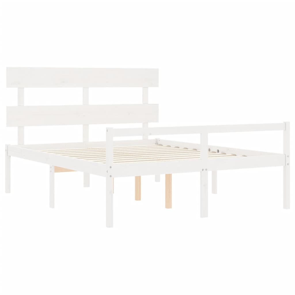 Letto per Anziani con Testiera Bianco 160x200 cm Legno Massello 3195362