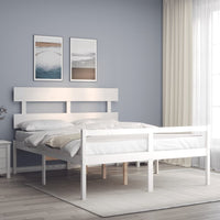 Letto per Anziani con Testiera Bianco 160x200 cm Legno Massello 3195362