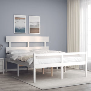Letto per Anziani con Testiera Bianco 160x200 cm Legno Massello 3195362