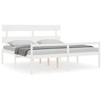 Letto per Anziani con Testiera Bianco Super King Legno Massello 3195367